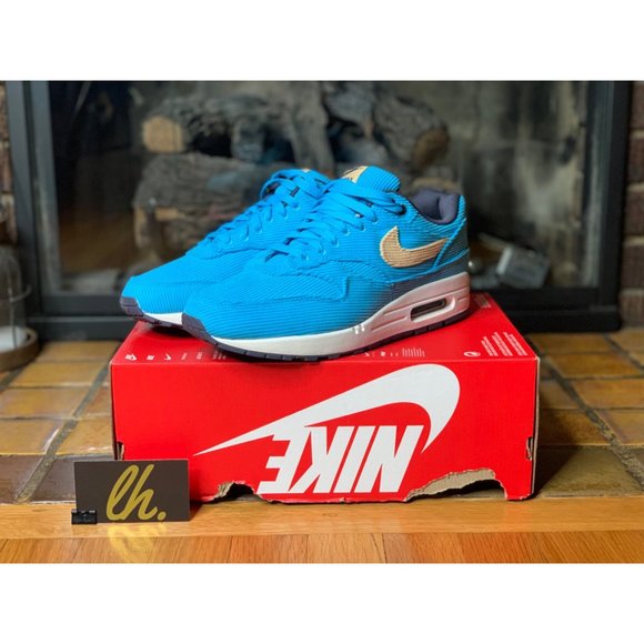 Size 9.5 Nike Air Max 1 PRM Corduroy “Baltic Blue” Athletic Sneakers FB8915-400 - Picture 2 of 8